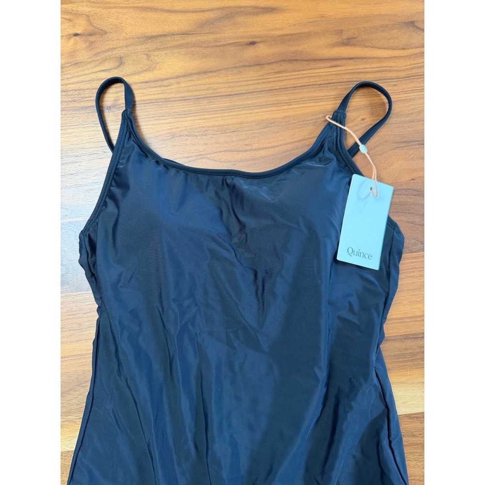 New Quince Italian Cami One-Piece‎ Swimsuit Medium Black Adjustable Straps - Picture 4 of 9
